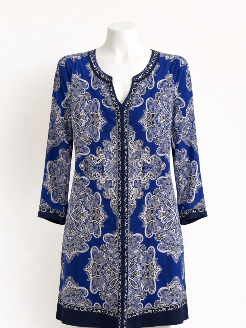 INC International Concepts Tunic Blue/White/Black Size Medium EUC